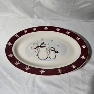 Royal Seasons Snowman Stoneware Platter Serving Tray